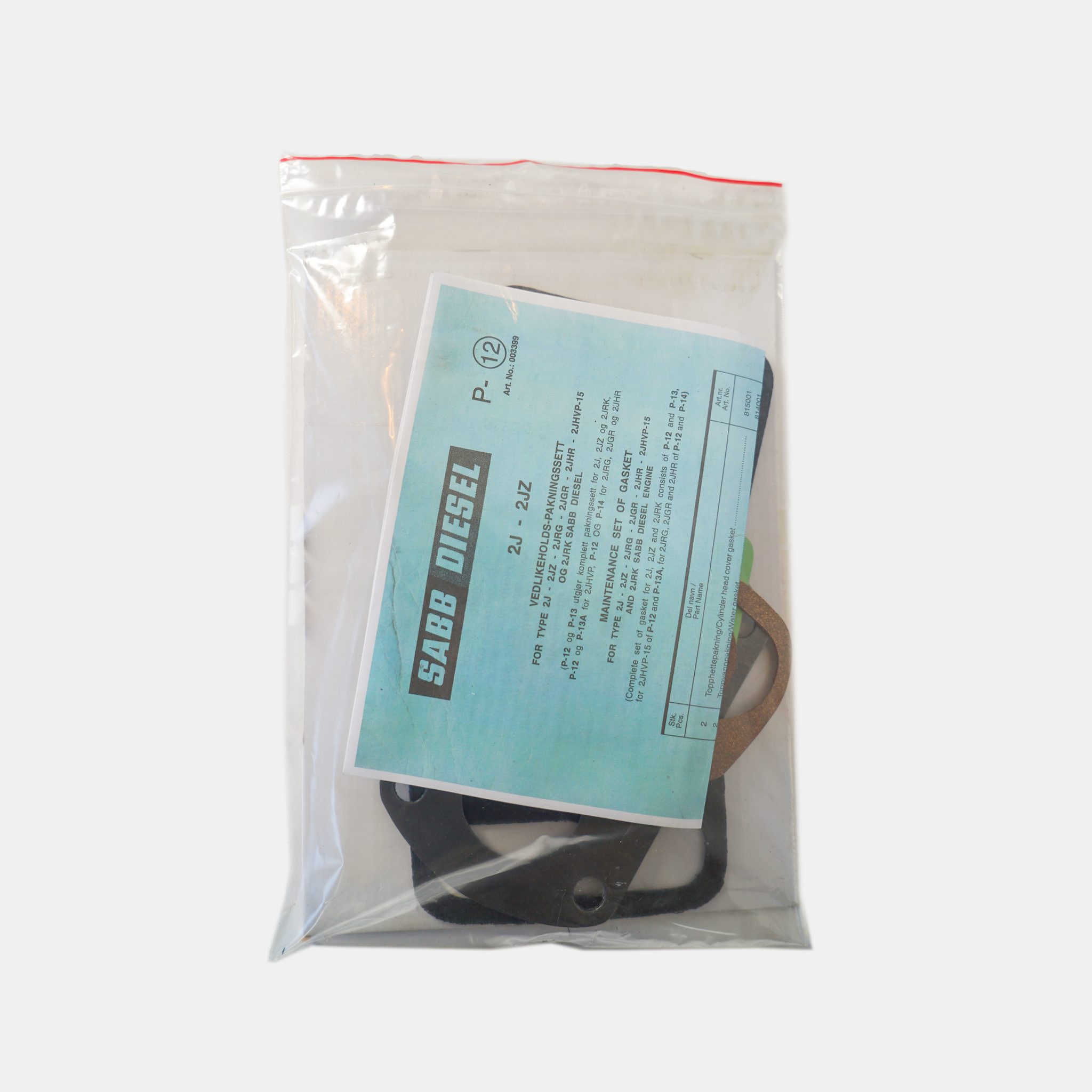 Sabb Gasket Set for Type 2J Top - Premium Quality – Nordsabb Kaj Klyn A/S